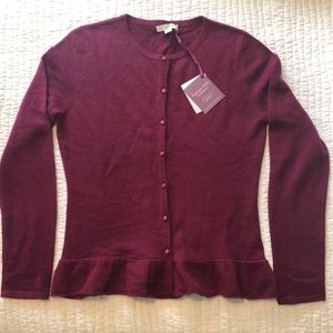 Garnet Hill Cashmere peplum cardigan